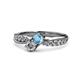 1 - Nicia 0.77 ctw Blue Topaz and Diamond (4.00 mm) accented Natural Diamonds Women Two Stone Bypass Engagement Ring 