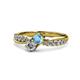 1 - Nicia Blue Topaz and Diamond with Side Diamonds Bypass Ring 