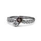 1 - Nicia Red Garnet and Diamond with Side Diamonds Bypass Ring 