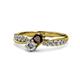 1 - Nicia Red Garnet and Diamond with Side Diamonds Bypass Ring 