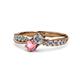 1 - Nicia Diamond and Pink Tourmaline with Side Diamonds Bypass Ring 