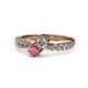 1 - Nicia Diamond and Rhodolite Garnet with Side Diamonds Bypass Ring 