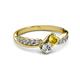 3 - Nicia 0.81 ctw Yellow Sapphire and Diamond (4.00 mm) accented Natural Diamonds Women Two Stone Bypass Engagement Ring 