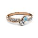 3 - Nicia 0.75 ctw Aquamarine and Diamond (4.00 mm) accented Natural Diamonds Women Two Stone Bypass Engagement Ring 