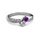3 - Nicia 0.75 ctw Amethyst and Diamond (4.00 mm) accented Natural Diamonds Women Two Stone Bypass Engagement Ring 