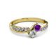 3 - Nicia 0.75 ctw Amethyst and Diamond (4.00 mm) accented Natural Diamonds Women Two Stone Bypass Engagement Ring 