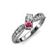 4 - Nicia Diamond and Rhodolite Garnet with Side Diamonds Bypass Ring 