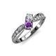 4 - Nicia Diamond and Amethyst with Side Diamonds Bypass Ring 