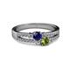 2 - Zaira Blue Sapphire and Peridot with Side Diamonds Split Shank Ring 