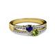 2 - Zaira Blue Sapphire and Peridot with Side Diamonds Split Shank Ring 