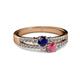 2 - Zaira Blue Sapphire and Rhodolite Garnet with Side Diamonds Split Shank Ring 