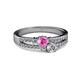 2 - Zaira Pink Sapphire and Diamond with Side Diamonds Split Shank Ring 