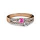 2 - Zaira Pink Sapphire and Diamond with Side Diamonds Split Shank Ring 
