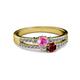2 - Zaira Pink Sapphire and Ruby with Side Diamonds Split Shank Ring 