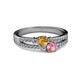 2 - Zaira Citrine and Pink Tourmaline with Side Diamonds Split Shank Ring 