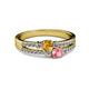 2 - Zaira Citrine and Pink Tourmaline with Side Diamonds Split Shank Ring 