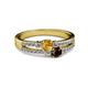 2 - Zaira Citrine and Red Garnet with Side Diamonds Split Shank Ring 