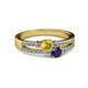 2 - Zaira Yellow and Blue Sapphire with Side Diamonds Split Shank Ring 