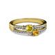 2 - Zaira Yellow Sapphire and Citrine with Side Diamonds Split Shank Ring 