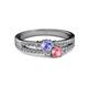 2 - Zaira Tanzanite and Pink Tourmaline with Side Diamonds Split Shank Ring 