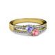 2 - Zaira Tanzanite and Pink Tourmaline with Side Diamonds Split Shank Ring 