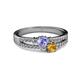 2 - Zaira Tanzanite and Citrine with Side Diamonds Split Shank Ring 