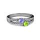 2 - Zaira Tanzanite and Peridot with Side Diamonds Split Shank Ring 