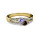 2 - Zaira Tanzanite and Red Garnet with Side Diamonds Split Shank Ring 