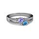 2 - Zaira Tanzanite and Blue Topaz with Side Diamonds Split Shank Ring 