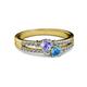 2 - Zaira Tanzanite and Blue Topaz with Side Diamonds Split Shank Ring 