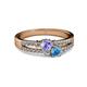 2 - Zaira Tanzanite and Blue Topaz with Side Diamonds Split Shank Ring 