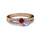 2 - Zaira Ruby and Tanzanite with Side Diamonds Split Shank Ring 