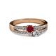 2 - Zaira Ruby and Diamond with Side Diamonds Split Shank Ring 