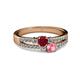 2 - Zaira Ruby and Pink Tourmaline with Side Diamonds Split Shank Ring 