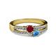2 - Zaira Ruby and Blue Topaz with Side Diamonds Split Shank Ring 