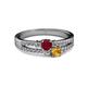 2 - Zaira Ruby and Citrine with Side Diamonds Split Shank Ring 