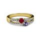 2 - Zaira Ruby and Iolite with Side Diamonds Split Shank Ring 