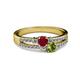 2 - Zaira Ruby and Peridot with Side Diamonds Split Shank Ring 