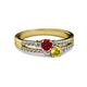 2 - Zaira Ruby and Yellow Sapphire with Side Diamonds Split Shank Ring 