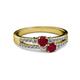 2 - Zaira Ruby with Side Diamonds Split Shank Ring 