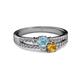 2 - Zaira Aquamarine and Citrine with Side Diamonds Split Shank Ring 