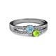 2 - Zaira Aquamarine and Peridot with Side Diamonds Split Shank Ring 