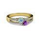 2 - Zaira Aquamarine and Amethyst with Side Diamonds Split Shank Ring 