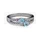 2 - Zaira Aquamarine with Side Diamonds Split Shank Ring 