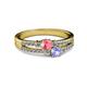 2 - Zaira Pink Tourmaline and Tanzanite with Side Diamonds Split Shank Ring 