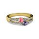 2 - Zaira Pink Tourmaline and Iolite with Side Diamonds Split Shank Ring 