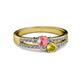2 - Zaira Pink Tourmaline and Yellow Sapphire with Side Diamonds Split Shank Ring 