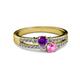 2 - Zaira Amethyst and Pink Sapphire with Side Diamonds Split Shank Ring 