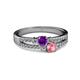 2 - Zaira Amethyst and Pink Tourmaline with Side Diamonds Split Shank Ring 