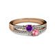 2 - Zaira Amethyst and Pink Tourmaline with Side Diamonds Split Shank Ring 
